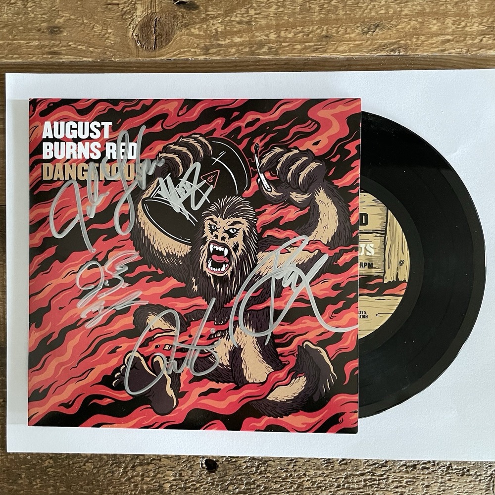 Metalcore Band AUGUST BURNS RED Single Dangerous SIGNED 7" Vinyl black tested